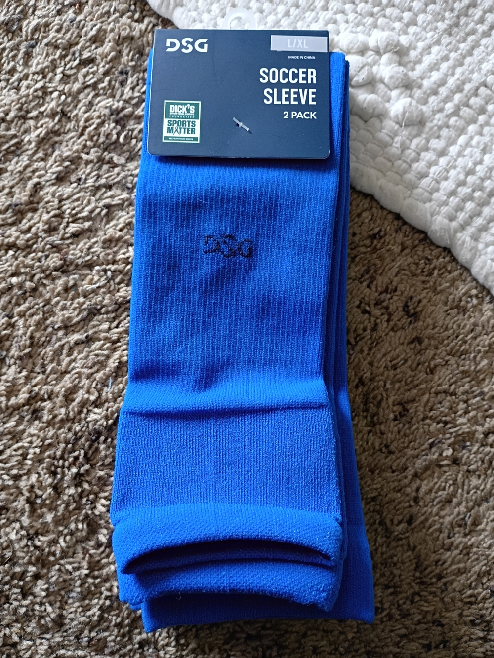 DSG Blue Soccer Sleeve Socks - L/XL (2 Pack)